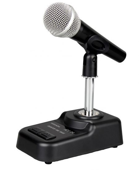 Dynamic desktop base with hand-held microphone figure.(microphone not include in the package)